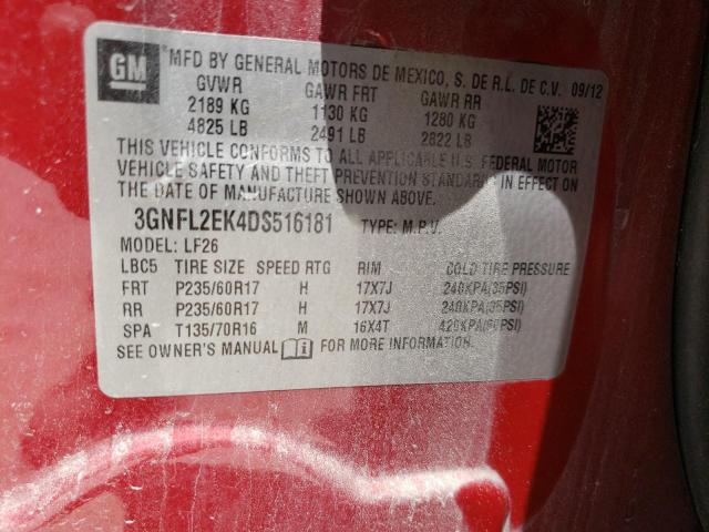 3GNFL2EK4DS516181 - 2013 CHEVROLET CAPTIVA LS 红色 照片 13