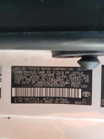 JTKDE167280225487 - 2008 TOYOTA SCION TC 白色 照片 12