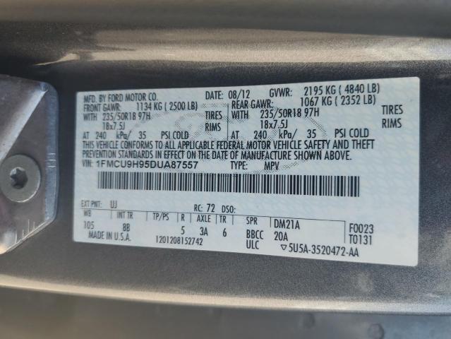 1FMCU9H95DUA87557 - 2013 FORD ESCAPE SEL GRAY photo 14