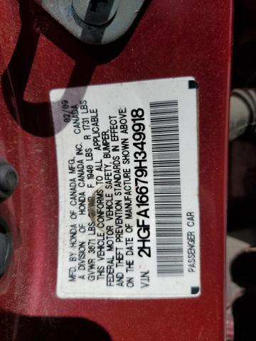 2HGFA16679H349918 - 2009 HONDA CIVIC LX-S მუქწითელი ფოტო 12