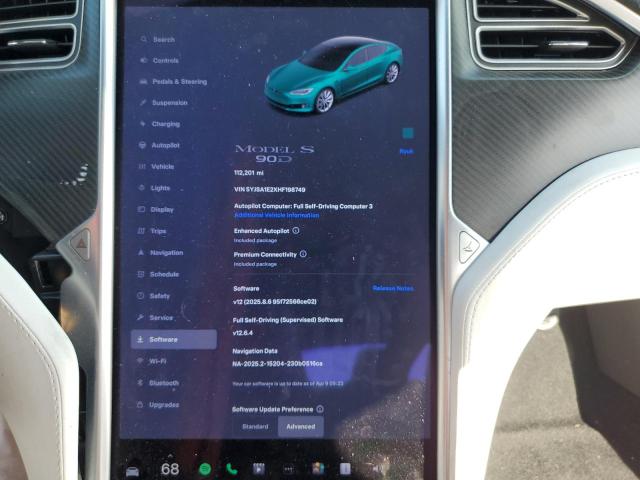 5YJSA1E2XHF198749 - 2017 TESLA MODEL S BLACK photo 9