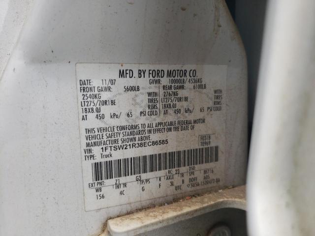 1FTSW21R38EC86585 - 2008 FORD F250 SUPER DUTY WHITE photo 13