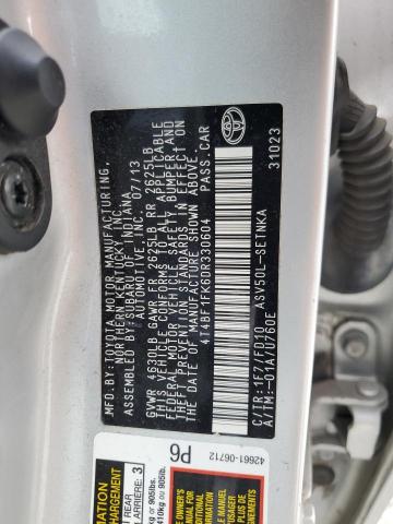 4T4BF1FK6DR330604 - 2013 TOYOTA CAMRY L SILVER photo 12
