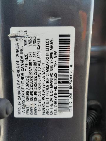 2HKRM4H74DH650589 - 2013 HONDA CR-V EXL GRAY photo 14