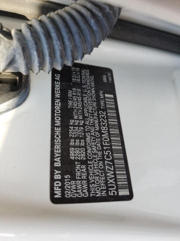 5UXWZ7C51F0M83232 - 2015 BMW X3 SDRIVE28I WHITE photo 12