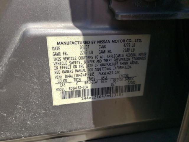 1N4AL21E47N453185 - 2007 NISSAN ALTIMA 2.5 GOLD photo 12