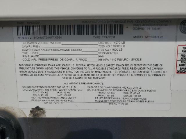 4YDFM0T24N4700984 - 2022 KEYSTONE MONTANA WHITE photo 10