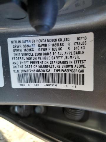 JHMZE2H51DS004538 - 2013 HONDA INSIGHT LX GRAY photo 12