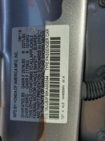 19UUB3F88KA003544 - 2019 ACURA TLX ADVANCE SILVER photo 12