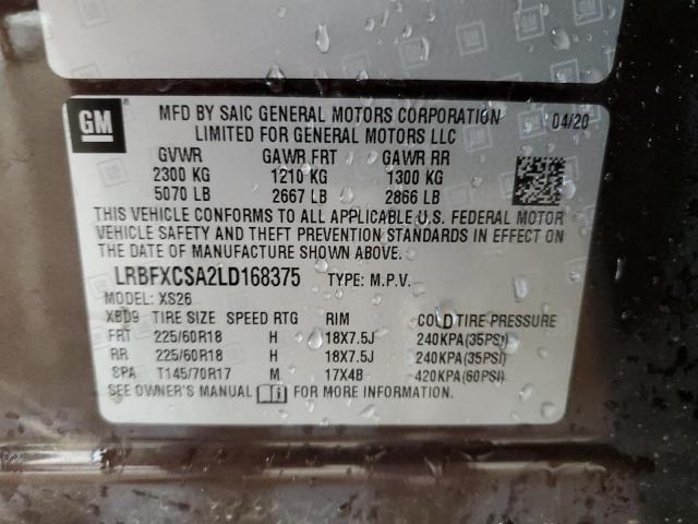 LRBFXCSA2LD168375 - 2020 BUICK ENVISION ESSENCE BURGUNDY photo 13