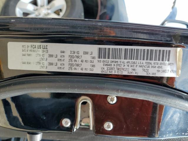 3C6RR7LT8KG701211 - 2019 RAM 1500 CLASS SLT შავი ფოტო 12