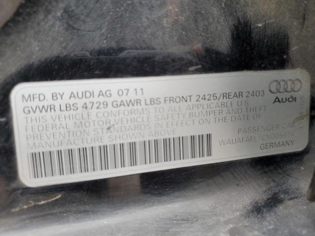 WAUAFAFL1CN005674 - 2012 AUDI A4 PREMIUM BLACK photo 13