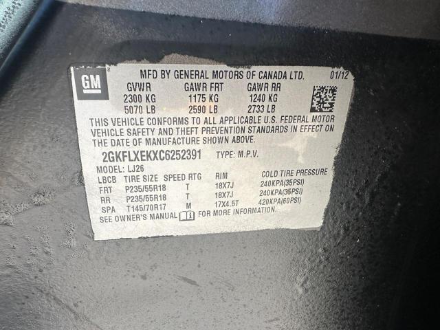 2GKFLXEKXC6252391 - 2012 GMC TERRAIN SLT GRAY photo 10