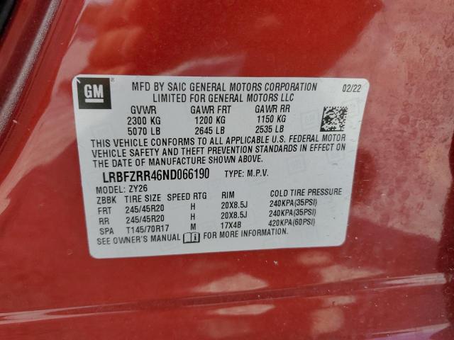 LRBFZRR46ND066190 - 2022 BUICK ENVISION AVENIR RED photo 12