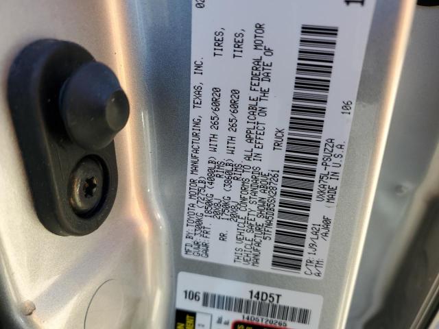 5TFNA5DB5SX287261 - 2025 TOYOTA TUNDRA CREWMAX PLATINUM 银色 照片 12