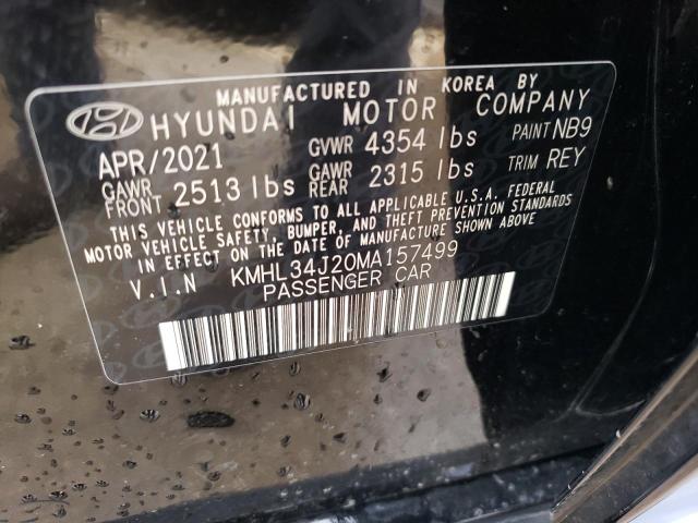 KMHL34J20MA157499 - 2021 HYUNDAI SONATA LIMITED BLACK photo 12