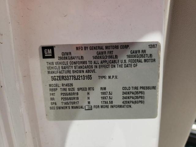 5GZER33778J213165 - 2008 SATURN OUTLOOK XR WHITE photo 13