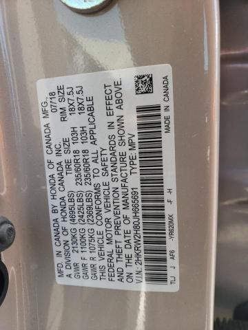 2HKRW2H80JH665691 - 2018 HONDA CR-V EXL TAN photo 13