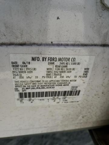 2LMPJ6LR9JBL43530 - 2018 LINCOLN MKX RESERVE Սպիտակ լուսանկար 12