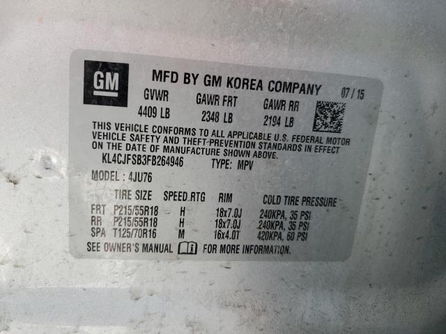 KL4CJFSB3FB264946 - 2015 BUICK ENCORE CONVENIENCE Gümüş foto 12