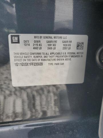 1G11G5SX1FF235609 - 2015 CHEVROLET MALIBU LTZ ნაცრისფერი ფოტო 13