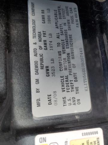 KL1TD56E69B357449 - 2009 CHEVROLET AVEO LT LS 黑色 照片 13