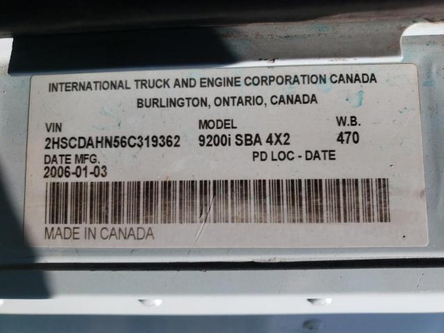 2HSCDAHN56C319362 - 2006 INTERNATIONAL 9200 9200I BLUE photo 10