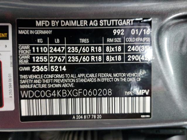 WDC0G4KBXGF060208 - 2016 MERCEDES-BENZ GLC 300 4MATIC GRAY photo 13