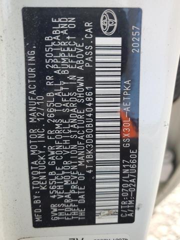 4T1BK3DB0BU404861 - 2011 TOYOTA AVALON BASE 白色 照片 12