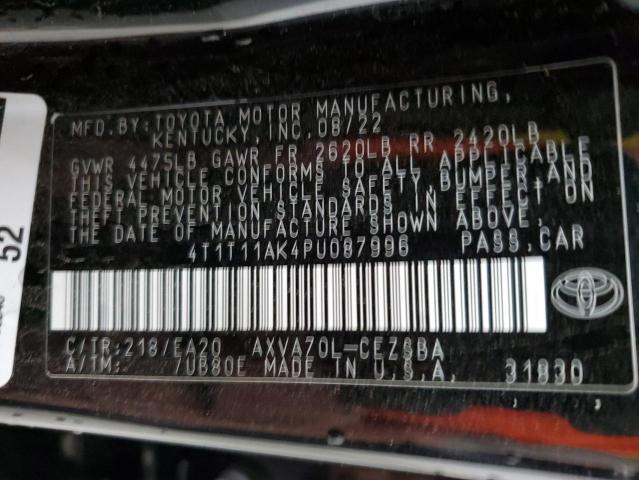 4T1T11AK4PU087996 - 2023 TOYOTA CAMRY SE NIGHT SHADE BLACK photo 12