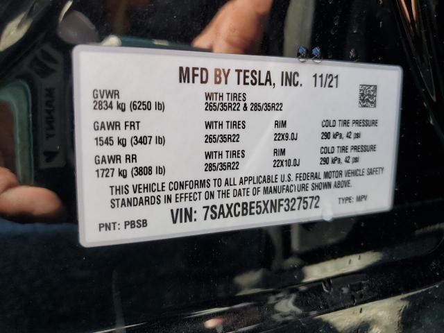 7SAXCBE5XNF327572 - 2022 TESLA MODEL X BLACK photo 14