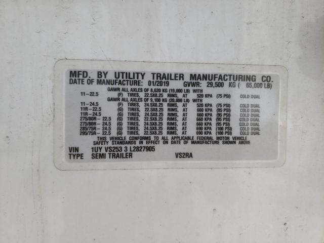 1UYVS2533L2827905 - 2020 UTILITY REEFER WHITE photo 10