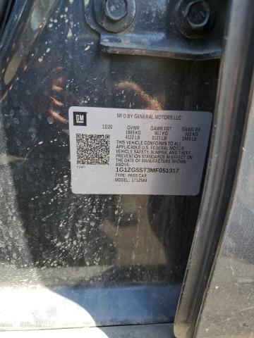 1G1ZG5ST3MF051317 - 2021 CHEVROLET MALIBU RS ნაცრისფერი ფოტო 12