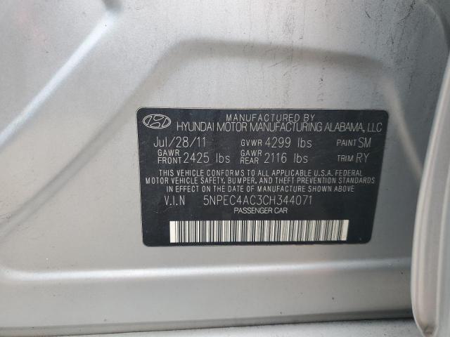 5NPEC4AC3CH344071 - 2012 HYUNDAI SONATA SE SILVER photo 12