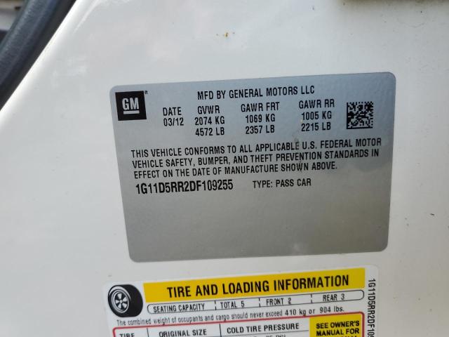 1G11D5RR2DF109255 - 2013 CHEVROLET MALIBU 1LT CREAM photo 12