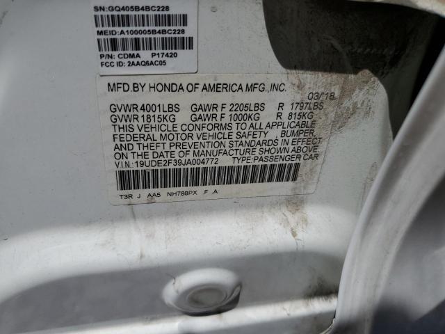 19UDE2F39JA004772 - 2018 ACURA ILX BASE WATCH PLUS WHITE photo 12