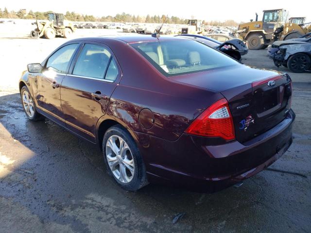 3FAHP0HG9CR354903 - 2012 FORD FUSION SE BURGUNDY photo 2