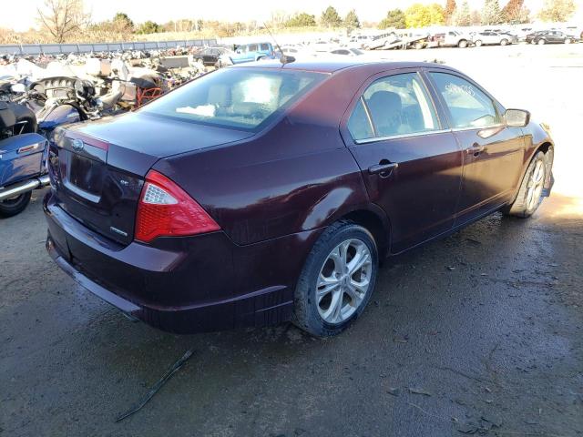 3FAHP0HG9CR354903 - 2012 FORD FUSION SE BURGUNDY photo 3