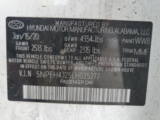 5NPEH4J25LH025277 - 2020 HYUNDAI SONATA LIMITED WHITE photo 12