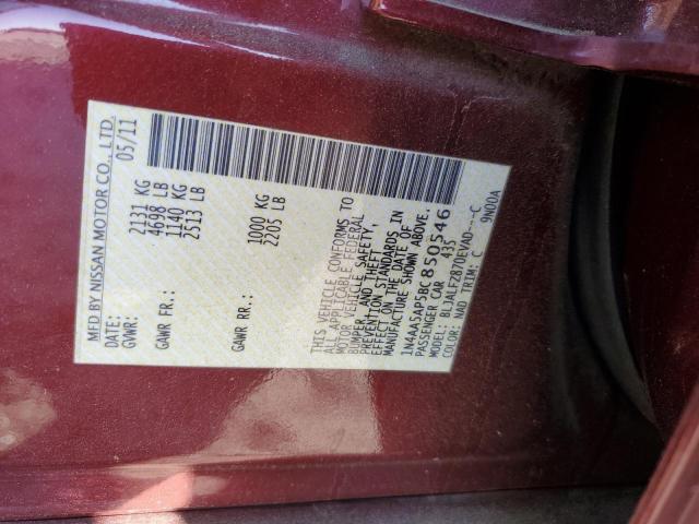 1N4AA5AP5BC850546 - 2011 NISSAN MAXIMA S BURGUNDY photo 12