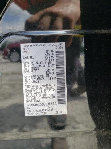 5N1AR2MM5GC618311 - 2016 NISSAN PATHFINDER S BLACK photo 10