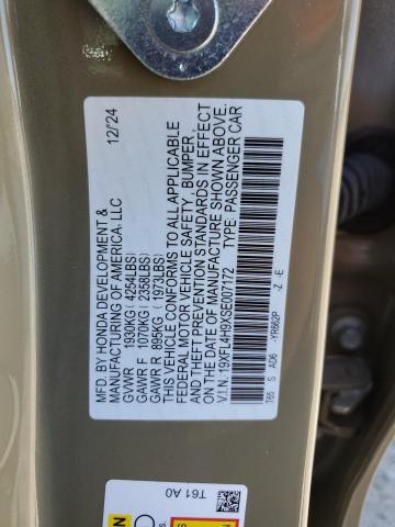 19XFL4H9XSE007172 - 2025 HONDA CIVIC SPORT TOURING CREAM photo 13