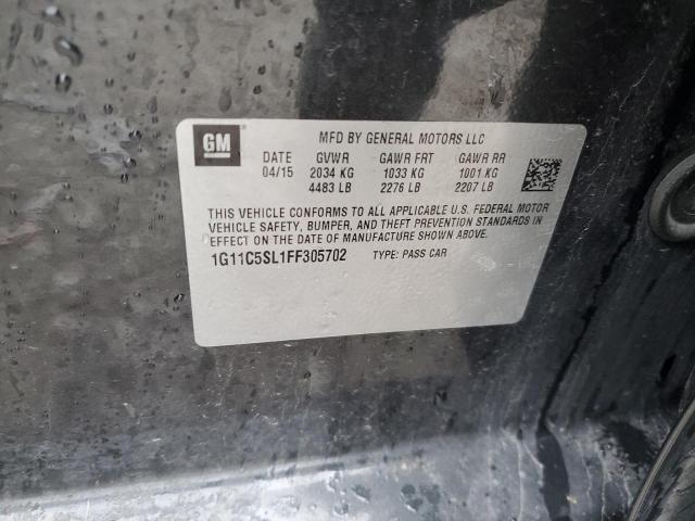 1G11C5SL1FF305702 - 2015 CHEVROLET MALIBU 1LT GRAY photo 12