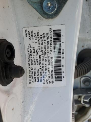 2HGFC1F79GH657446 - 2016 HONDA CIVIC EXL 白色 照片 12