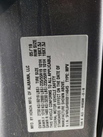 5FNRL6H9XKB114645 - 2019 HONDA ODYSSEY ELITE Silber Foto 13