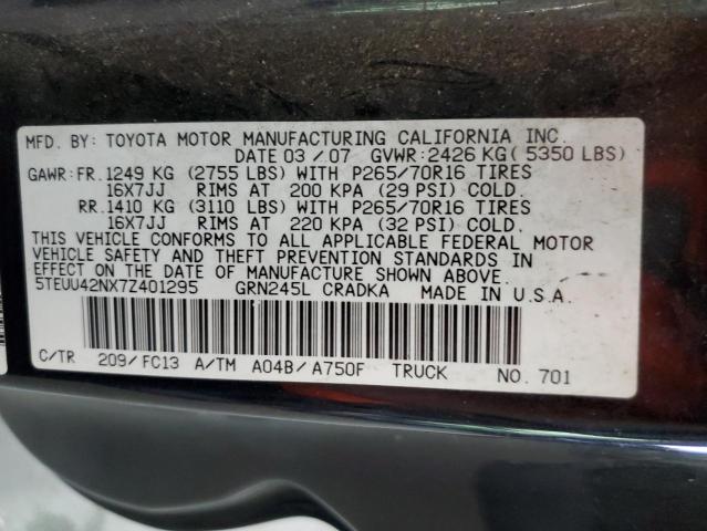 5TEUU42NX7Z401295 - 2007 TOYOTA TACOMA ACCESS CAB შავი ფოტო 13