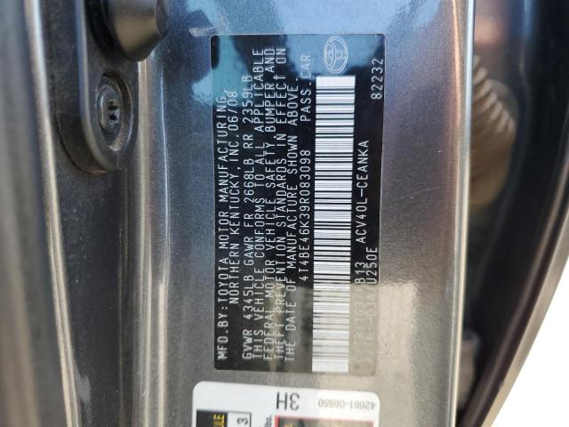 4T4BE46K39R083098 - 2009 TOYOTA CAMRY BASE GRAY photo 13