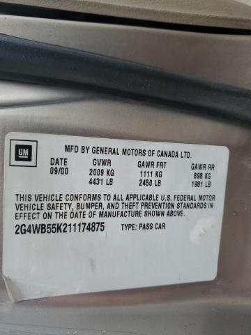 2G4WB55K211174875 - 2001 BUICK REGAL LS 米色 照片 12