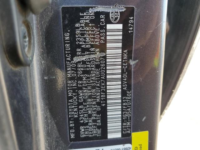4T1BF3EK7AU026071 - 2010 TOYOTA CAMRY BASE GRAY photo 12