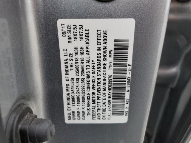 7FARW1H8XHE039976 - 2017 HONDA CR-V EXL SILVER photo 12